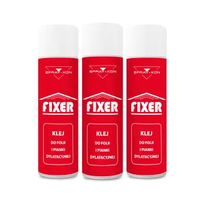 Klej FIXER Spray-Kon do pianki dylatacyjnej folii budowlanej i paroizolacyjnej (500ml) x3
