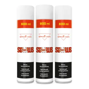 STA-PLUS KLEJ KONTAKTOWY 600ml PŁYTY MDF HPL PCV PP x3